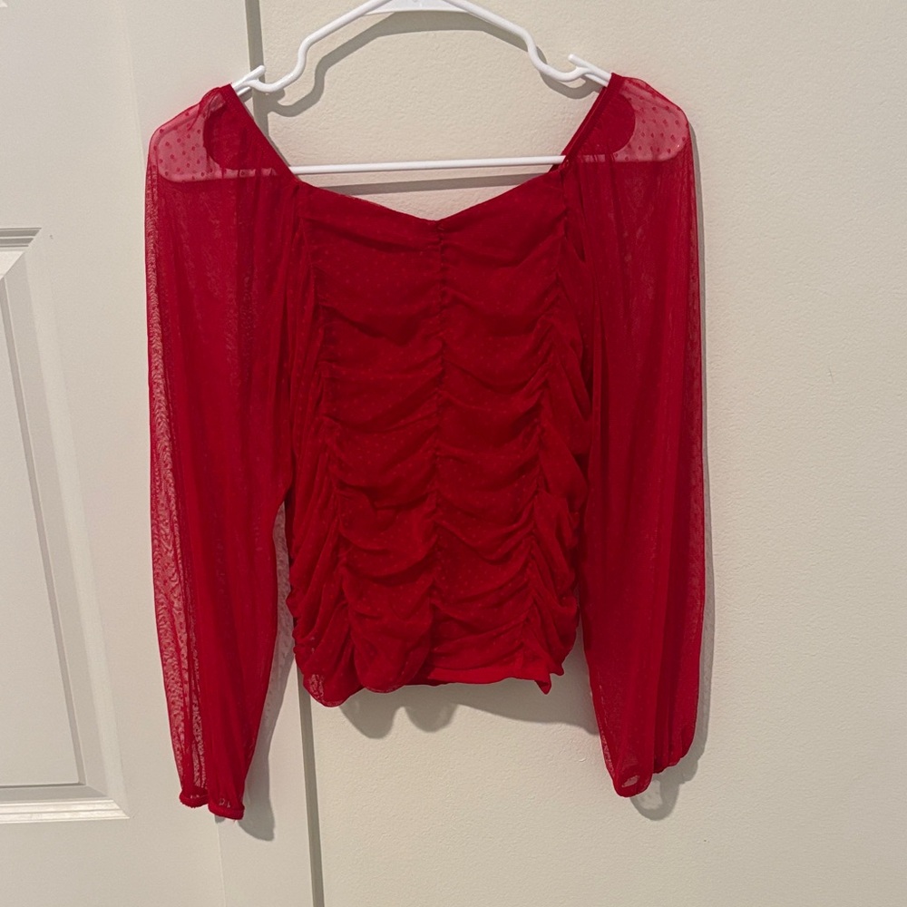 Art Class Red Ruched Kids Blouse